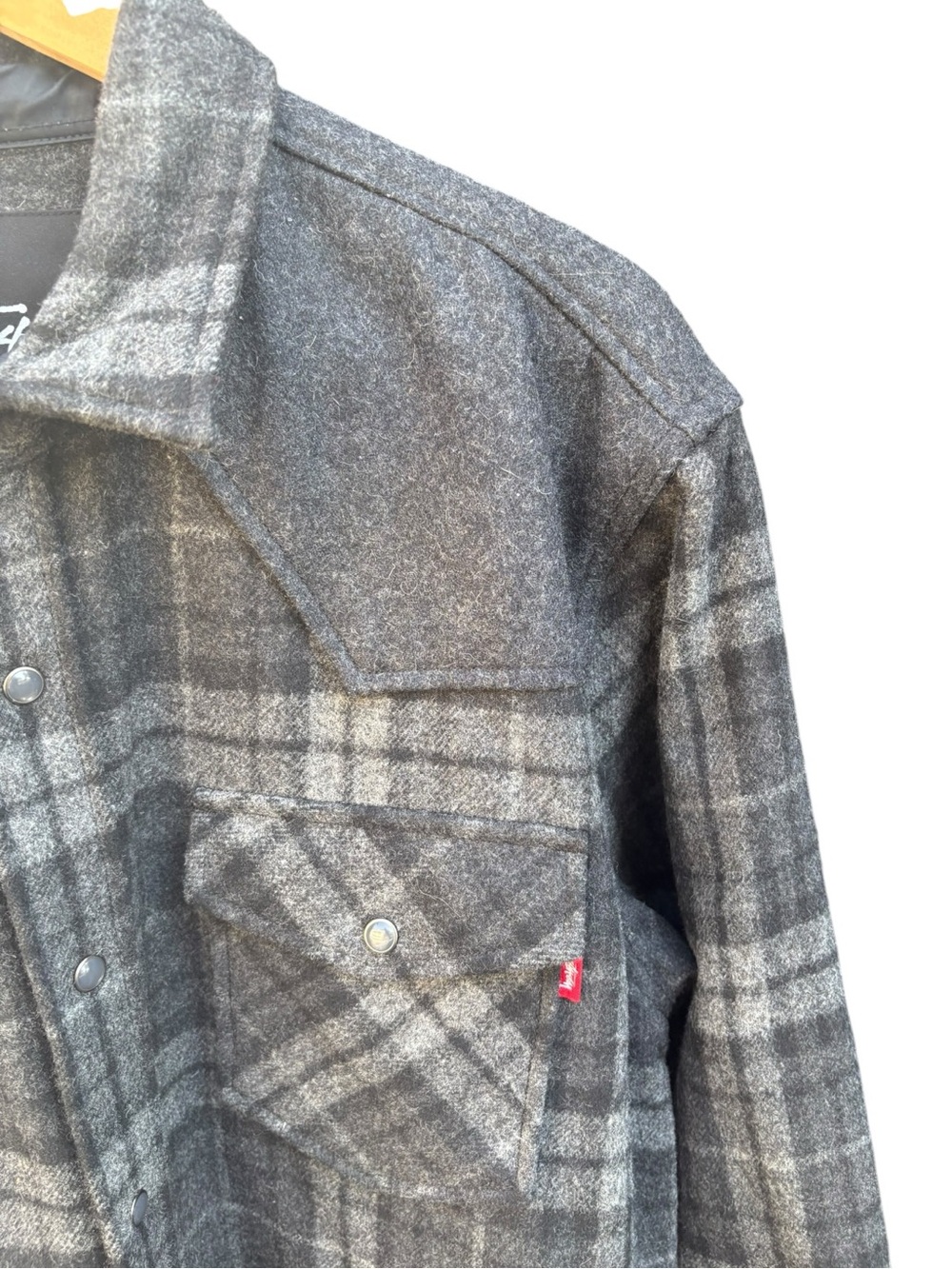 Stussy Men's Wool Blend Gray Plaid Button-Up Shirt Jacket - Picture 2 of 11